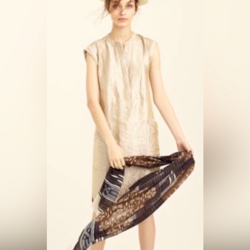 J Crew Champagne Metallic Tunic Dress